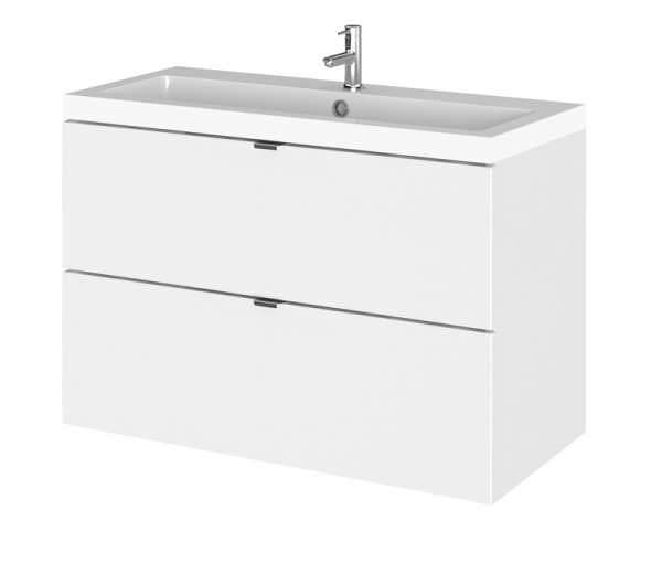 Hudson Reed Fusion White Gloss 800mm, Wall Hung Vanity Unit 800mm White