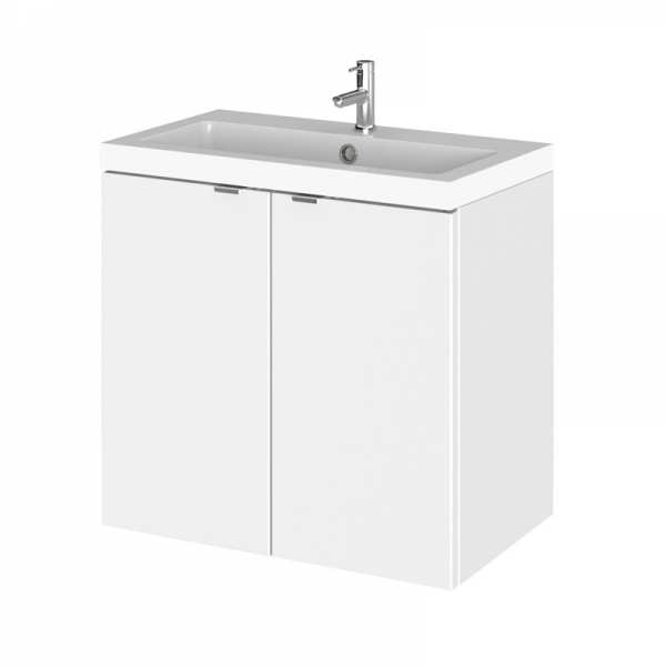 Hudson Reed Fusion White Gloss 600mm Wall Hung Vanity Unit and Basin CBI136