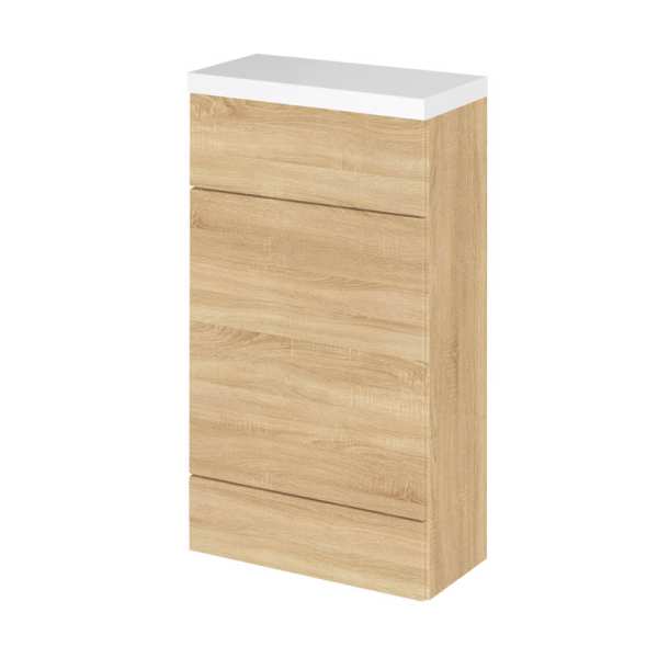 Hudson Reed Fusion Natural Oak 500mm Slimline WC Unit and Polymarble Top CBI304