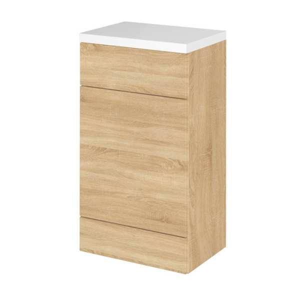 Hudson Reed Fusion Natural Oak 500mm WC Unit and Polymarble Top CBI305