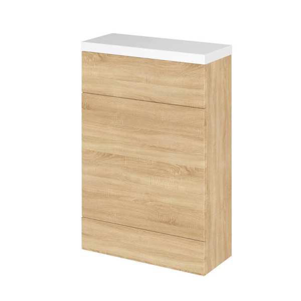 Hudson Reed Fusion Natural Oak 600mm Slimline WC Unit and Polymarble Top CBI319