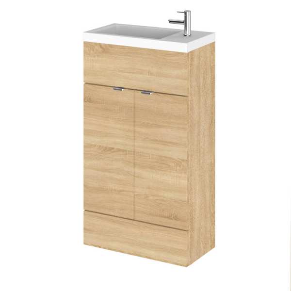 Hudson Reed Fusion Natural Oak 500mm Slimline Vanity Unit and Basin CBI322