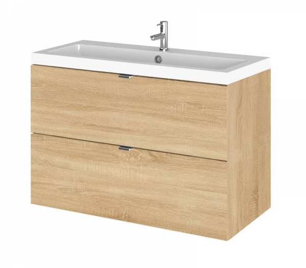 Hudson Reed Fusion Natural Oak 800mm Wall Hung Vanity Unit and Basin CBI331