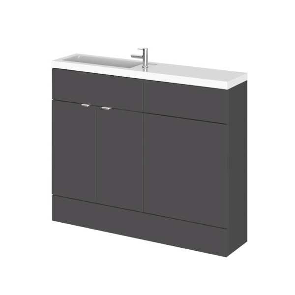 Hudson Reed Fusion Gloss Grey 1100mm Slimline Combination Furniture Unit And Basin CBI901