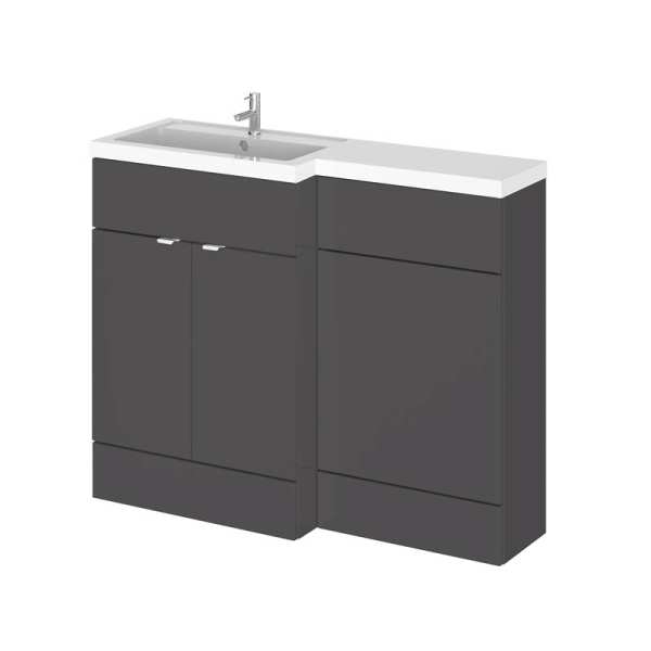 Hudson Reed Fusion Gloss Grey 1100mm LH Combination Furniture Unit And Basin CBI902