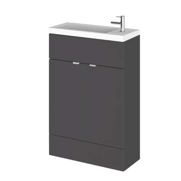 Hudson Reed Fusion Gloss Grey 600mm Slimline Vanity Unit and Basin CBI906