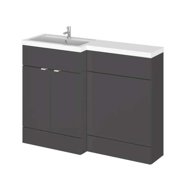 Hudson Reed Fusion Gloss Grey 1200mm LH Combination Furniture Unit And Basin CBI909