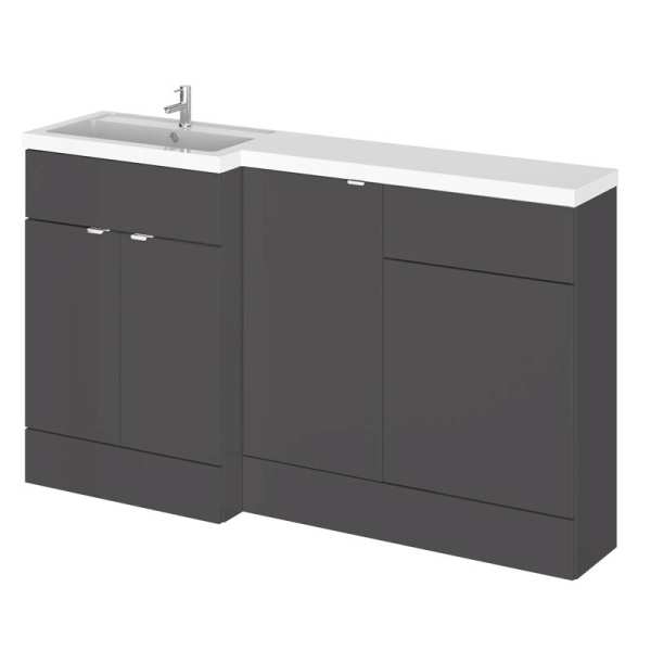 Hudson Reed Fusion Gloss Grey 1500mm LH Combination Furniture Unit And Basin CBI915