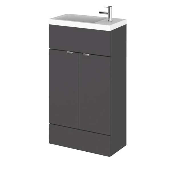 Hudson Reed Fusion Gloss Grey 500mm Slimline Vanity Unit and Basin CBI922