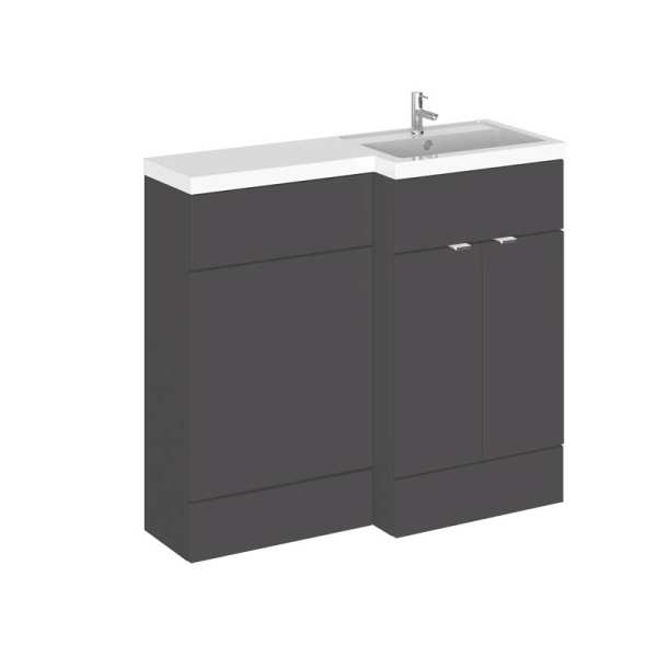 Hudson Reed Fusion Gloss Grey 1000mm RH Combination Furniture Unit And Basin CBI927