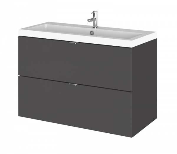 Hudson Reed Fusion Gloss Grey 800mm Wall Hung Vanity Unit and Basin CBI931