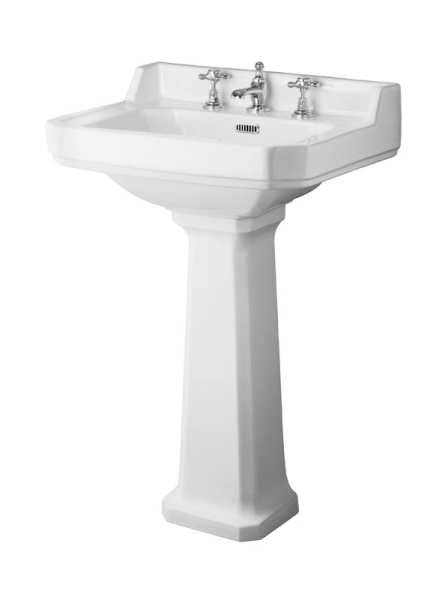 Hudson Reed Richmond 600mm Basin and Comfort Height Pedestal (3 Tap Hole) CCR025