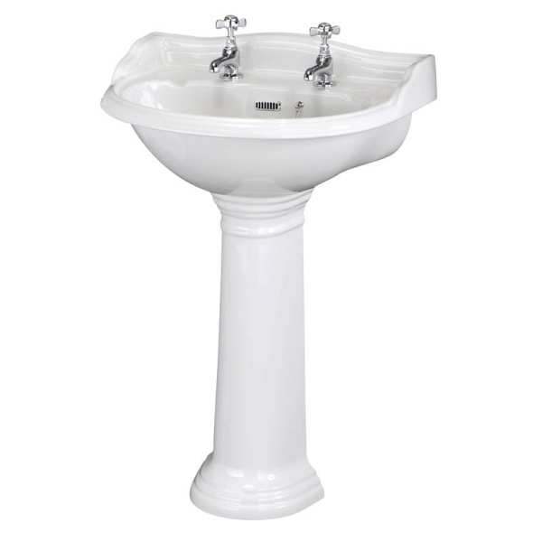 Hudson Reed Chancery 600mm Basin and Pedestal (2 Tap Hole) CRT003