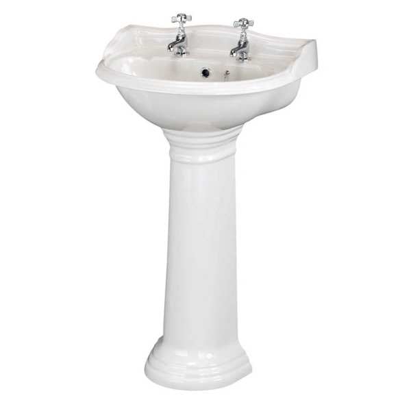 Hudson Reed Chancery 500mm Basin and Pedestal (2 Tap Hole) CRT005