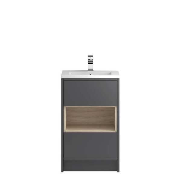 Hudson Reed Coast Grey Gloss Floor Standing 500mm Cabinet and Basin CST874E