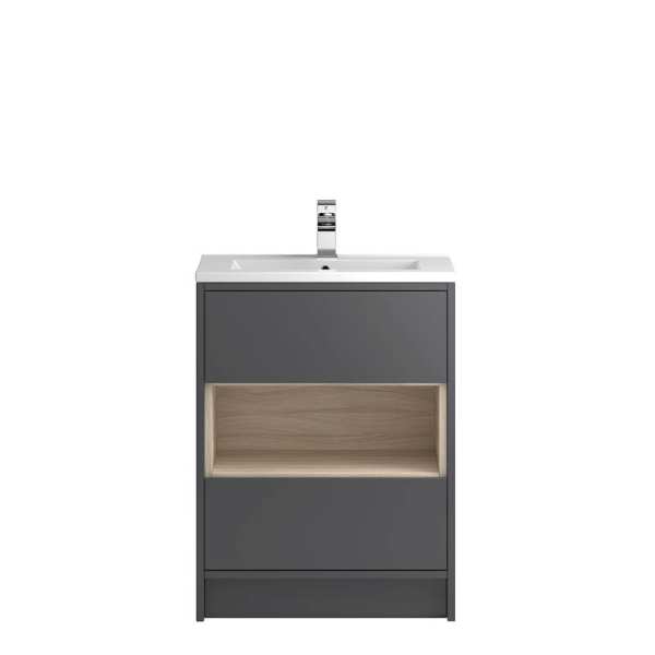 Hudson Reed Coast Grey Gloss Floor Standing 600mm Cabinet and Basin 2 CST876