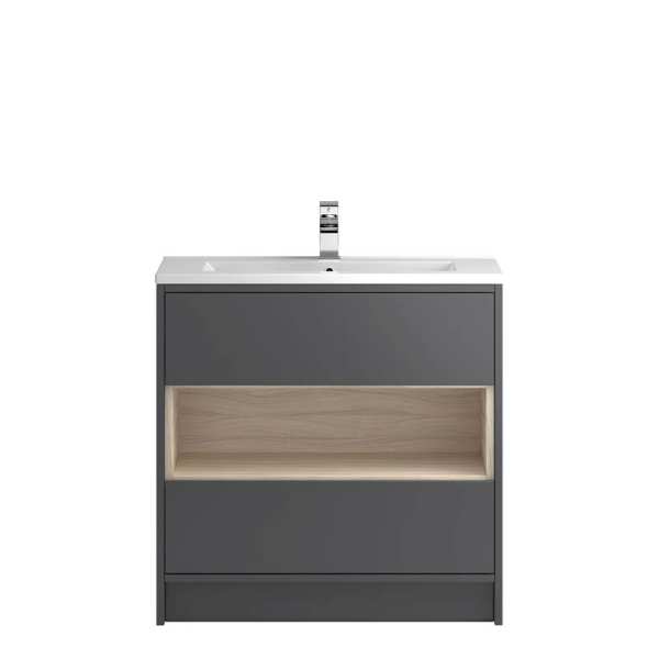 Hudson Reed Coast Grey Gloss Floor Standing 800mm Cabinet and Basin 2 CST878