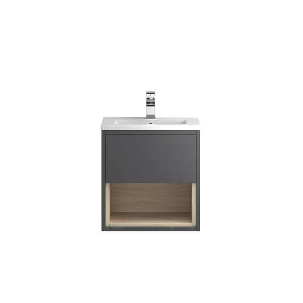 Hudson Reed Coast Grey Gloss Wall Hung 500mm Cabinet and Basin 2 CST975