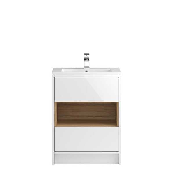 Hudson Reed Coast White Gloss Floor Standing 600mm Cabinet and Basin 2 CST976