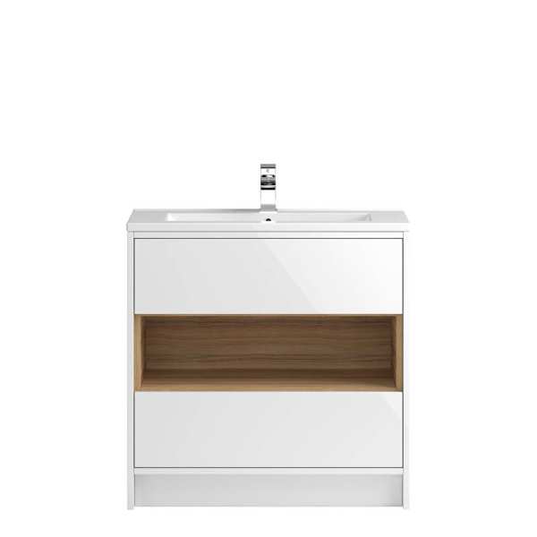 Hudson Reed Coast White Gloss Floor Standing 800mm Cabinet and Basin 2 CST978