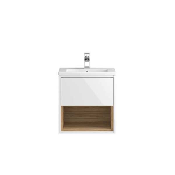 Hudson Reed Coast White Gloss Wall Hung 500mm Cabinet and Basin CST984E