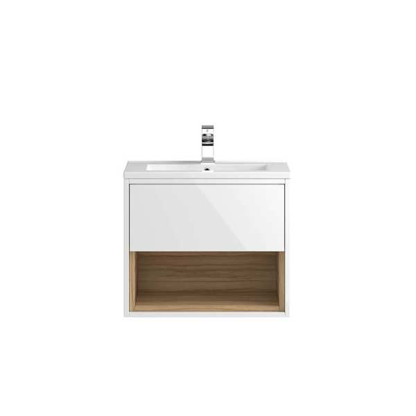 Hudson Reed Coast White Gloss Wall Hung 600mm Cabinet and Basin 2 CST986