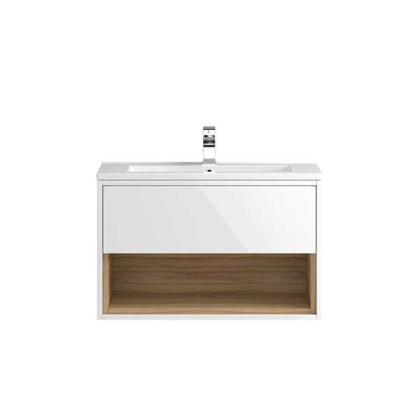 Hudson Reed Coast White Gloss Wall Hung 800mm Cabinet and Basin 2 CST988