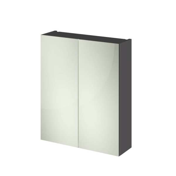 Hudson Reed Grey Gloss 600mm Mirror Unit (50&#47;50) OFF917