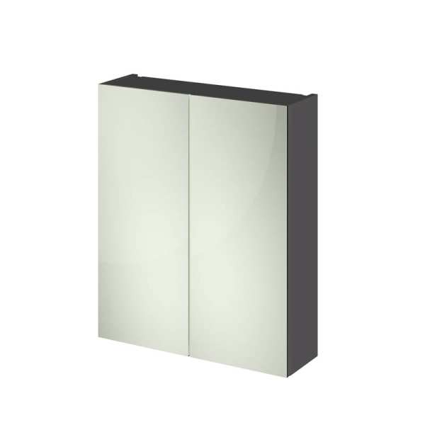 Hudson Reed Grey Gloss 600mm Mirror Unit (50/50) OFF917