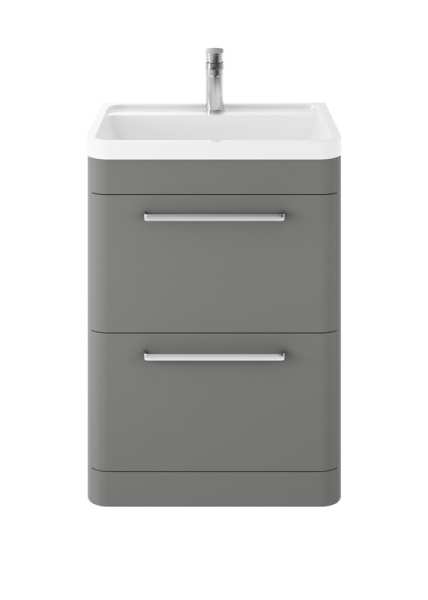 Hudson Reed Solar Cool Grey 600mm Floor Standing Unit And Basin SOL201