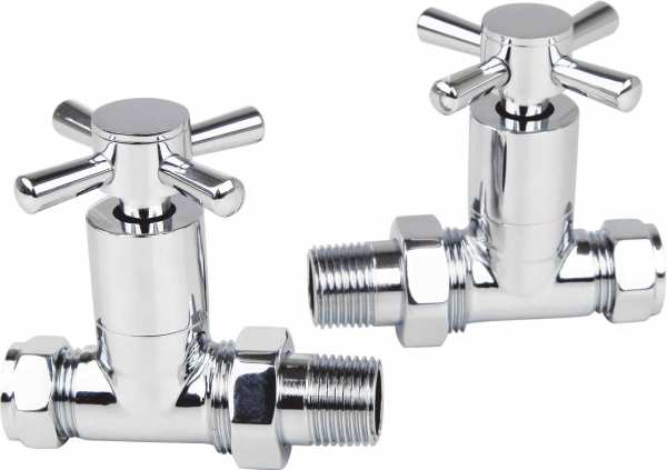 Kartell Times Straight Chrome Radiator Valve Pair CROSS STR