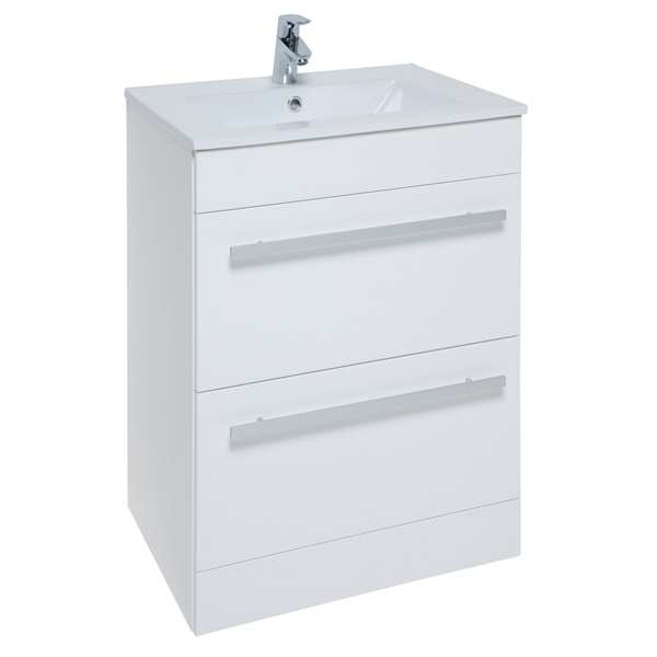 Kartell Purity 600mm White Floor Standing Drawer Unit and Basin FUR008PU FUR057PU