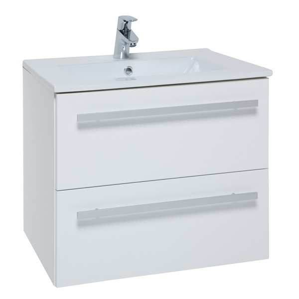 Kartell Purity 600mm White Wall Mounted Drawer Unit and Basin FUR022PU FUR057PU