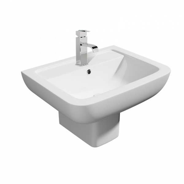 Kartell Aspect 550mm 1 Tap Hole Basin and Semi Square Pedestal POT260PU POT454SE