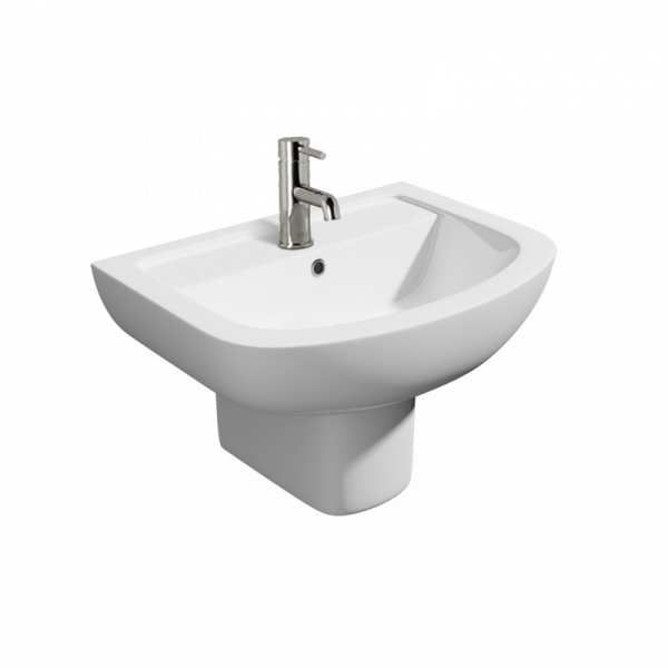 Kartell Studio 550mm Single Tap Hole Basin and Semi Pedestal POT290ST POT452SE