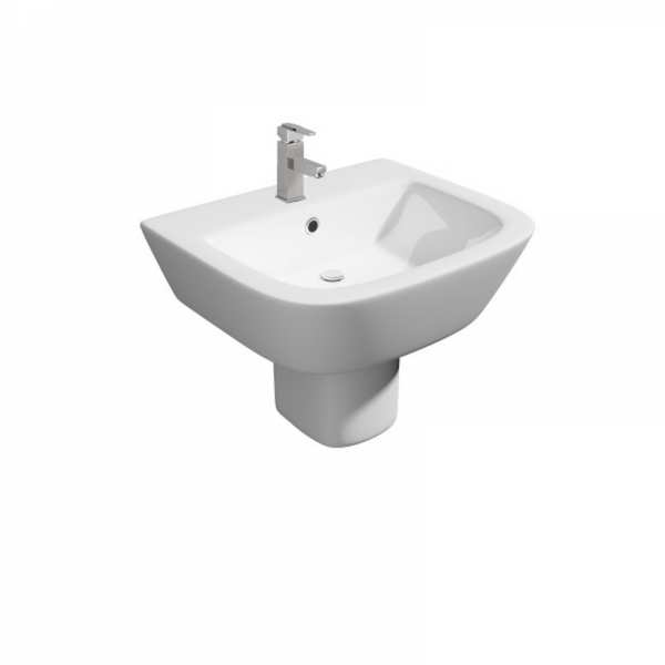 Kartell Project Square 530mm Single Tap Hole Basin and Semi Pedestal POT867PR POT454SE