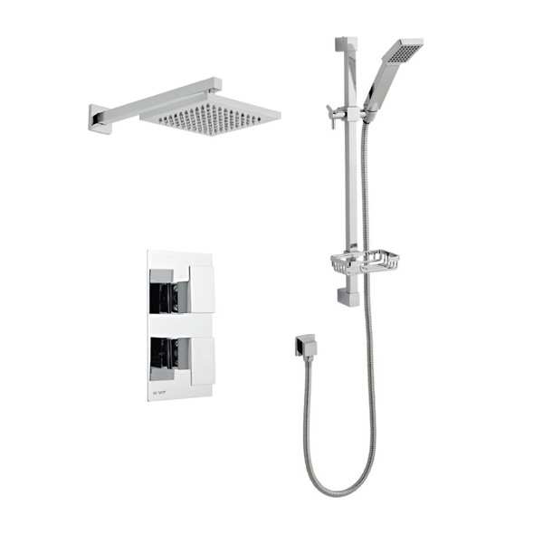 Kartell Element Thermostatic Concealed Shower with Adjustable Slide Rail Kit and Overhead Drencher Chrome SHO010EL SHO070CU SHO091OE SHO073CU