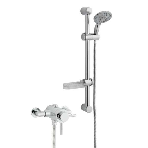 Kartell Plan Thermostatic Exposed Shower with Adjustable Slide Rail Kit Chrome SHO037PL SHO080DE