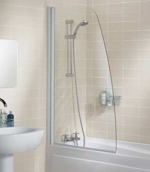 Lakes Sculpted Bath Shower Screen 860mm