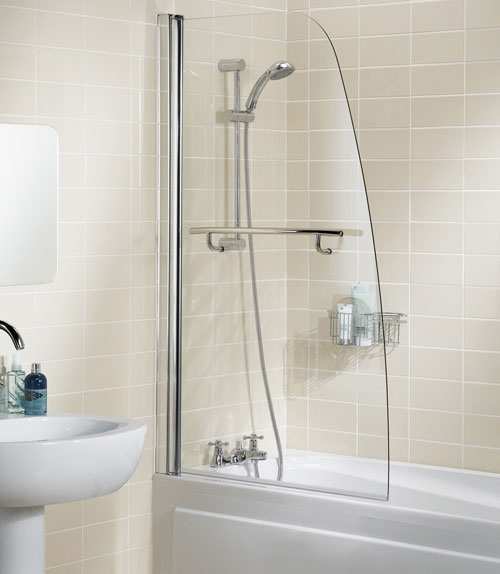 Lakes Sculpted Bath Shower Screen with Rail 860mm