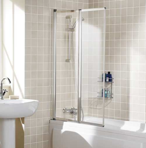 Lakes Framed Two Panel Bath Shower Screen 950mm