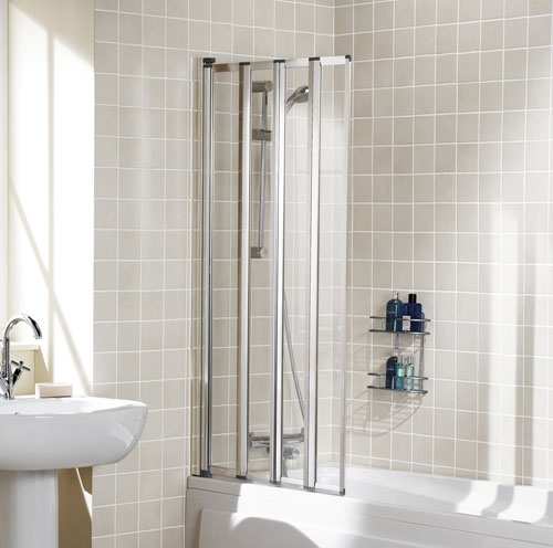 Lakes Framed Four Panel Folding Bath Shower Screen 730mm