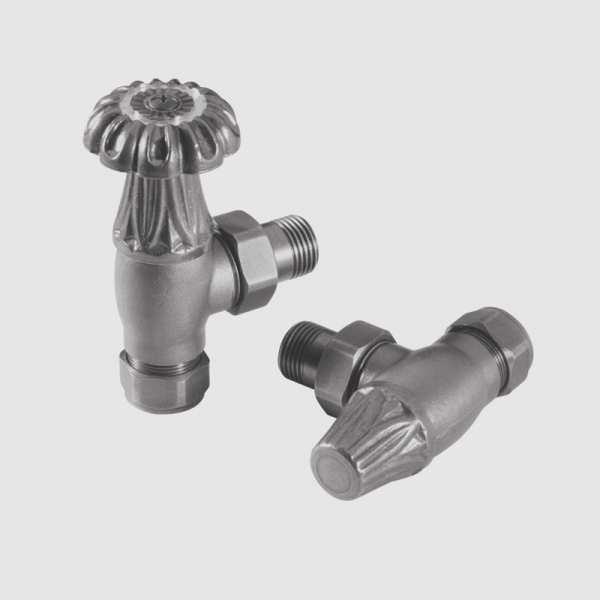 MHS Chartwell 15mm Angled Manual Radiator Valves in Anthracite