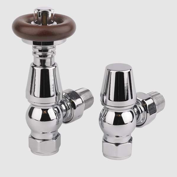 MHS Kentwell 15mm Angled Thermostatic Radiator Valves in Chrome