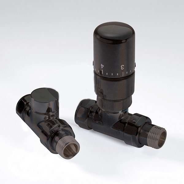 MHS Radius 15mm Straight TRV Valve Matt Black