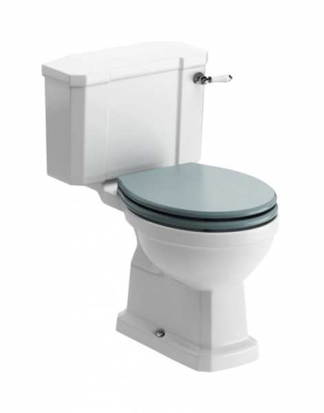 Moods Classico Open Back Close Coupled Toilet with Sea Green Wood Effect Seat