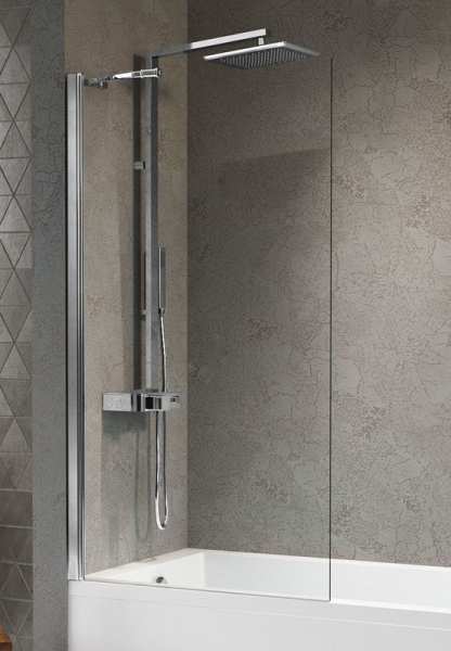 Novellini Aurora 5 Fixed Bath Screen Chrome Finish  1500mm x 850mm