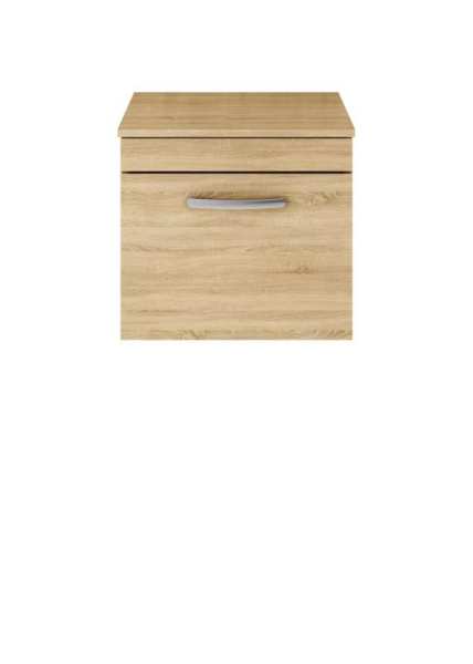Nuie Athena Natural Oak Wall Hung 500mm Cabinet and Worktop ATH010W
