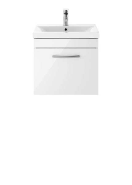 Nuie Athena Gloss White Wall Hung 500mm Cabinet and Basin 2 ATH013B