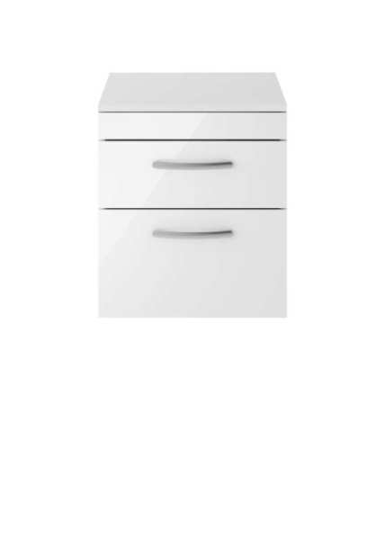 Nuie Athena Gloss White Wall Hung 500mm Cabinet and Worktop ATH020W